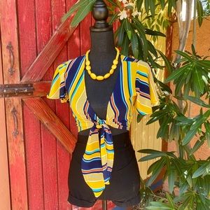 Vibrant  Striped Twist Top